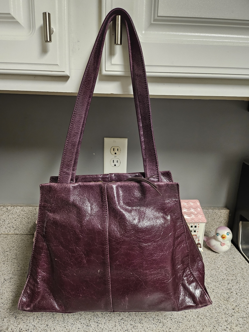 HOBO Leather Shoulder Bag in Deep Plum